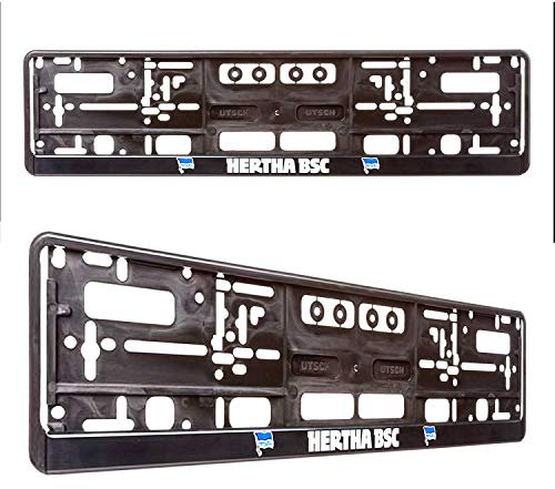 Hertha BSC Berlin Kennzeichenhalter 2er-Set, Nummernschildhalter, Kennzeichenrahmen - Plus Lesezeichen I Love Berlin