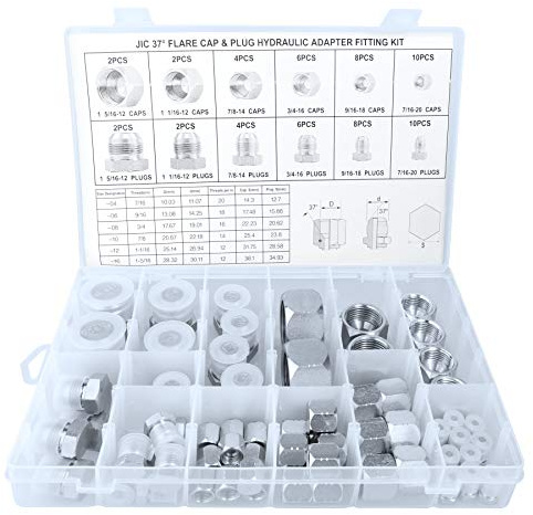 JIC 37 ° Flare Cap und Plug Kit, JIC Cap & Plug Sortiment Hydraulische Adapter Armaturen an Kit Set