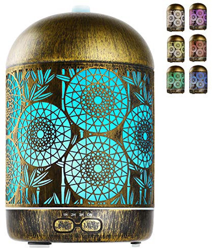GeeRic Aroma Diffuser 300ML Luftbefeuchter Ultraschall Metall Vernebler,Raumbefeuchter Aromatherapie Öle Duftlampe für Büro, Schlafzimmer, Babies Kinderzimmer, Wohnzimmer, Schlafzimmer Bronze