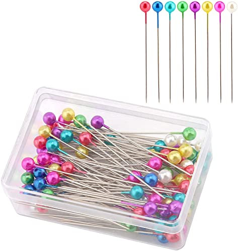 AIEX 100 Stück 4cm Nähnadeln, Bunter Glaskugelkopf Gerade Quiltnadeln Für Schneiderschmuck DIY Dekoration Kunsthandwerk Und Nähprojekte