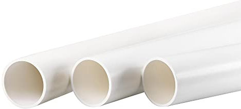 sourcing map PVC Rigid Round Pipe 36mm ID 40mm OD 500mm White High Impact for Water Pipe, Crafts, Decoration, Cable Sleeve 3pcs
