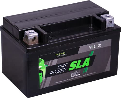 intAct - AGM MOTORRADBATTERIE | Batterie für Roller, Motorrad, Quad. Wartungsfreier & auslaufsicherer Akku | SLA12-7A-BS, CTX7A-BS, 50615, 12V Batterie, 6 AH (c20), 80 A (EN) | Maße: 150x87x94mm