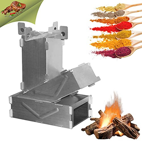 ZhiLianZhao Tragbare Raketenofen, Outdoor Camping Faltbare Holzofen Edelstahl, Einfache Lagerung Und Hohe Effizienz, für Rucksackreisen, Kochen Garten, Zeltheizung Freien,1mm