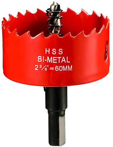 Hole Saw 60 mm, Bi-Metal Cutting Depth HSS M 42 Hole Cutter for Cutting Plastic, Drywall, Plasterboard and Soft Metal Sheet