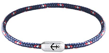 Paris Montana Schmales Dünnes Filigranes Original Anker Segeltau Armband Unisex Geflochten Gravur Handmade Hochwertiger Magnetverschluss Durchmesser Ø 4mm (Fargo, 20)