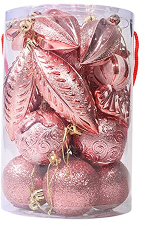 Wzxhew Set di 21 ornamenti per albero di Natale dorati infrangibili, decorazioni natalizie decorative da appendere, colibrì vetro colorato nonna (oro rosa, taglia unica)