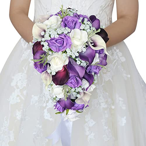 Künstlicher Hochzeitsstrauß,MoreChioce Gefälschte Blumenstrauß Bräute Brautjungfern Blumensträusse Künstliche Blumen Wasserfall Brautstrauss für Hochzeit Braut Zuhause Party Festival,#6