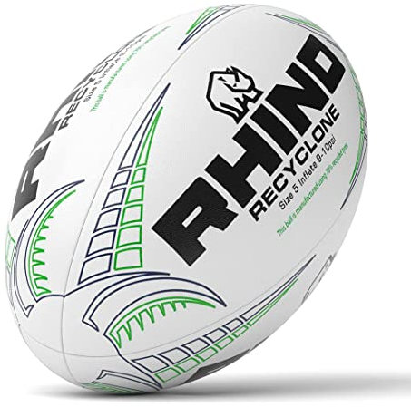 Rhino Recyclone Rugbyball, Weiß, Größe 5