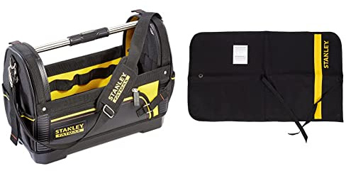 Stanley 1-93-951 Fatmax Borsa porta attrezzi aperta, 48 cm x 25 cm x 33 cm & STANLEY 1-93-601 Fodero porta attrezzi 12 tasche