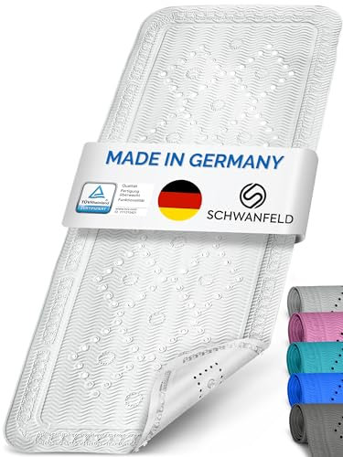 Schwanfeld® [91 x 36cm] Badewannenmatte [EXTRA SICHER] - inkl. extra starken Saugnäpfen - Badematte rutschfest BPA frei - Antirutschmatte Badewanne (Made in Germany) - sichere Rutschmatte Badewanne