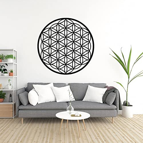 HUANYIN Blume des Lebens böhmische Applikation, Vinyl Mandala Aufkleber Blume des Lebens Wanddekoration geometrische Muster Dekoration, 30x30cm