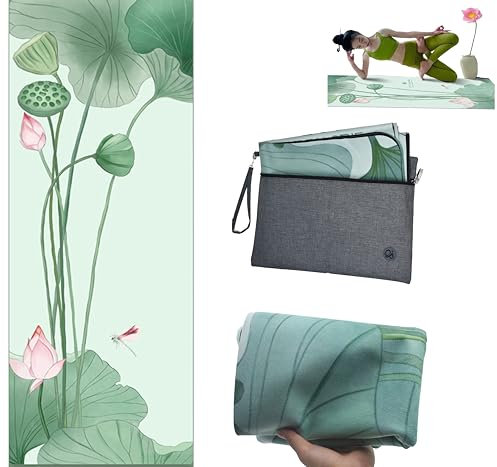 Yogamatte Fitnessmatte Gymnastikmatte für Reise mit Aufbewahrungstasche Tragbare Faltbar Leicht Rutschfest 183 x 68 cm (Dicke 1mm - Wiegt 1250g)