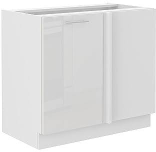 Lara Eckunterschrank 105 cm Weiß Hochglanz Küchenzeile Küchenblock Küche
