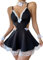 Rayson Lingerie Femme Dentelle Lingerie Ménage Lingerie Cosplay Femme de Ménage Coquine Babydoll Ensemble de Lingerie Uniforme de Chambre Tenue Maid Patchwork