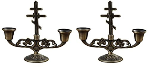 Candle Candlestick Holders,2pcs Mini Vintage Candle Holders 1: 12 Dollhouse Miniature 2 Arms Candelabra Candlestick Holders Metal Cake Topper Candle Ornaments for Wedding Party Home Golden (Colour Nam