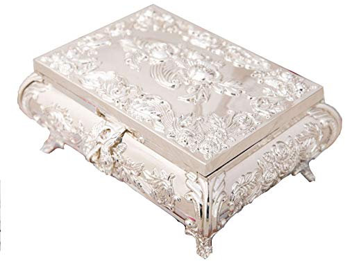 BONOOL Schmuckschatullen, kreative geschnitzte Schmucktruhe, hochwertige Retro-Silber-Schmuckaufbewahrungsbox im europäischen Stil, Schmuckschatulle für Damen