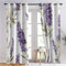 SZLYZM Lavendel Floral Vorhänge, Verdunklungsvorhänge mit Muster Lila Blumen, Vorhang Blickdicht mit Ösen, Gardinen für Wohnzimmer Schlafzimmer Kinderzimmer Deko 2er Set - 175x140 (H X B) (Qt-&44)