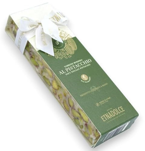 Morbido Torrone Siciliano lavorato a mano, Con 4 Opzioni Gusto (1pz) SENZA GLUTINE - 150 g - Pistacchio
