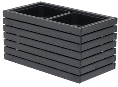 HOMERZO Pflanzkübel Holz – imprägniert wetterfest – mit herausnehmbarem Kunststoffeinsatz – Hochbeet Blumenkasten für Balkon Garten Terrasse (Horizontal-anthrazit 67x36 H35 cm)