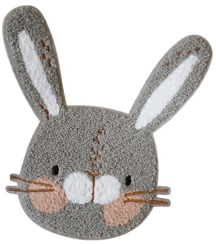 Chenille Patch Hase - Aufnäher, Aufbügler, Applikation, flauschige Flicken, Bügelbilder, für Kinderkleidung, Jeansjacken, Ostern, Osterhase