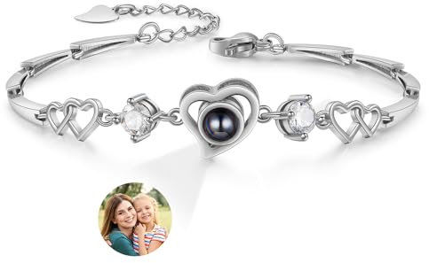 Glooraca Armbänder mit Bild innen personalisierte Foto Projektion Armband für Frauen Bild Armband personalisierte Foto Geschenke für Mama Freundin (Style 13)