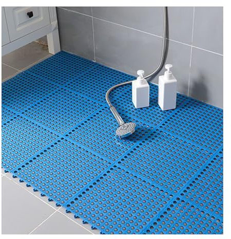LYXXW 12 Pack Splicing Waterproof Mat,drainage Tiles Interlocking Floor Tiles Waterproof and Anti-Slip for Bathroom, Kitchen, Pool - 11.8 * 11.8in,Dark blue