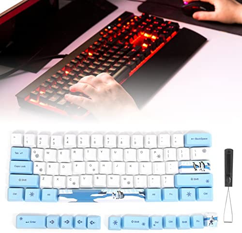 ZJchao PBT-Tastenkappen-Set für Mechanische Tastatur mit Niedlichem Muster, 73 Stück, für Kirschblüten-Design (6064 Pinguin)