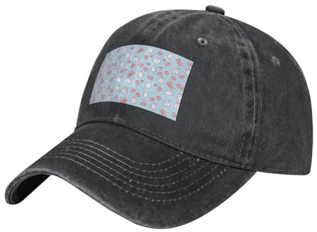 Snapback-Hut mit Cartoon-Figur, mittelgroßes Profil, verstellbar, Baseballkappe, Schnappverschluss, Schwarz, Einheitsgr��e