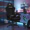 ALFORDSON Sedia Gaming, Gaming Chair con Massaggio a 2 Punti per Gioco, Sedia da Computer ergonomica con Cuscino Lombare, Altezza Regolabile, Tessuto, Nero