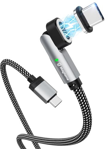 Magtame cavo magnetico USB C a USB C 100W angolo retto, cavo di ricarica magnetico 5ft, cavo di trasferimento dati di 90 gradi tipo C intrecciato