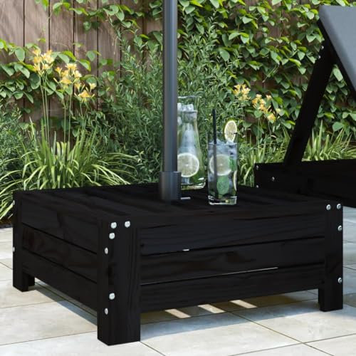 Tidyard Couvercle de Base de Parasol Noir Bois Massif de pin Base de Lestage, Pied de Parasol pour Parasols, Support de Parasol pour Terrasse, Piscine, Patio, Jardin, Balcon