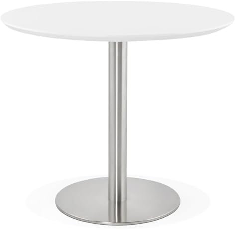 Robuster Runder Esstisch Ø 90 cm mit Stahlgestell und MDF-Platte – für Küche und Essbereich - MORANO Kollektion. Farbe: Weiß. Größe: 90x90x75 cm