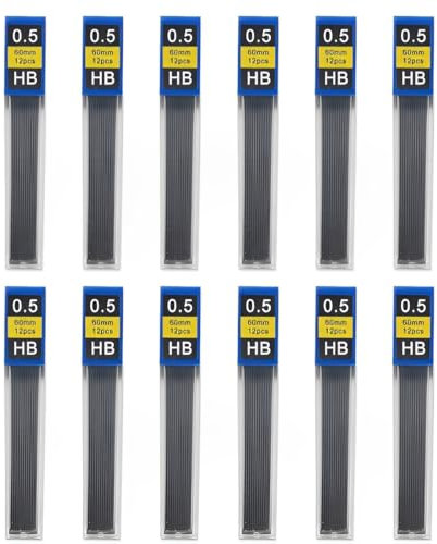 EIHI 144 Stück Bleistiftminen 0,5 Mm,Zirkelminen,0.5 Mm Hb Bruchfeste Minen Für Druckbleistifte,Geschmeidig Und Klar Schreiben