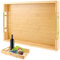 DAJAVE Tablett Serviertablett Bambus Holz, Moderne Bambus-Serviertabletts mit Griff, Tablett Holz Rechteckig, Deko Tablett für Küche, Wohnzimmer, Bar, Partei(41 x 30 x 5 cm)