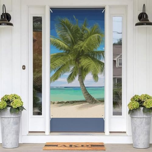 Hängendes Banner für Haustür Strand Palme Türabdeckung Dekoration Willkommen Türbanner Veranda Schild Hängende Wanddekoration Hintergrund Banner für Hof Garten Veranda Rasen