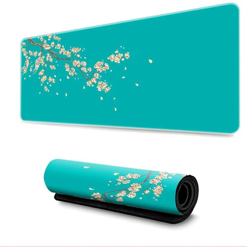 Surwin Gaming Mauspad Groß Multifunktionales Office Mousepad, Mauspad mit Motiv, Laptop Schreibunterlage, Mauspads für Kabellose Maus Computerbüro (300x600mm,Cyan)