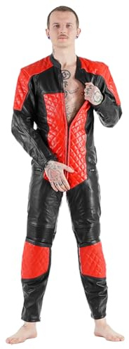 Bockle® New RED 5 GAY-ZIP Suit Gay CSD Lederhose Motorrad Biker, Size: 50