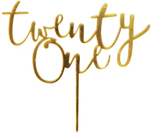 Acrylic Twenty One Cake Topper, Gold Glitter 21th Happy Birthday Cake Toppers Decorations for Him Her, 21th Anniversary Party Decorations Supplies Party Decor