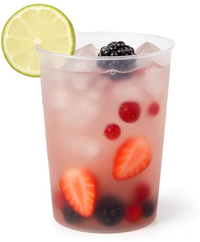 Silverkitchen 50x Plastikbecher 0,5l Mehrweg – stapelbare, spülmaschinenfeste Mehrwegbecher mit Eichstrich, BPA-frei, dünnwandig & robust – Made in Germany