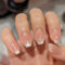 MOTIBACK Glitter Pink Ombré Press on Nails Short Square - 12Pcs False Nails with Glue, Acrylic Full Cover Fake Nails for Women