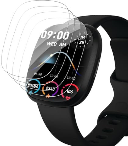 Carantee 4 Stück Schutzfolie für Panzerglas für Fitbit Versa 2 Schutzglas, Wasserdicht Flexible TPU Displayfolie für Versa 2 Displayschutz, Blasenfrei Selbstheilend Panzerfolie