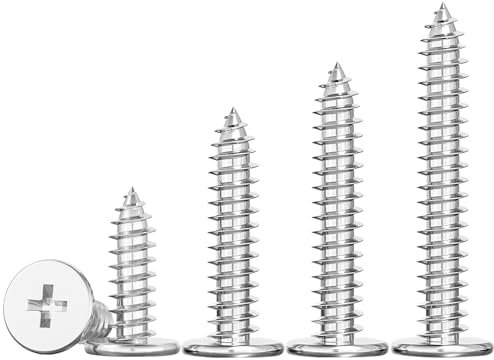 Ctyjia 20 Piezas Delgado Tornillos Autorroscantes de Cabeza Plana, M3.5 x 8 mm Tornillos de Cabeza Cruzada, de Acero Inoxidable, Rosca Completa