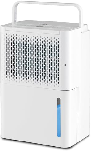 FANTASK Deshumidificador de 12 l/día, tamaño de la habitación aprox. 15 m², deshumidificador eléctrico con 3 modos, depósito de agua de 2,2 L, temporizador de 24 horas, ≤ 42 dB, descongelación y