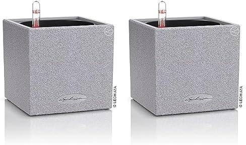 Lechuza Canto Stone 14 hochwertiger Kräuterwürfel mit Stick-Bewässerungssystem, steingrau (Packung mit 2)