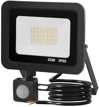 Mille Lucciole 35W LED Strahler mit Bewegungsmelder 3500LM 6500K Kaltweiß LED Superhell Scheinwerfer IP65 Wasserdicht Außenstrahler Schwarz für Hell Garten Garage Sportplatz Hof Fluter