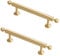 Schubladengriffe Gold Vintage, 2 Stück Möbelgriffe Massive Messing | Gebürstet, Schrankgriffe Lochabstand: 64-320mm Küchengriffe Schrank Schublade Türgriffe Griffe für Küchenschränke 64mm/2.5in