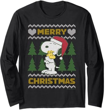 Peanuts Xmas Snoopy Woodstock, Retro-Stil, hässliche Weihnachten, Vintage-Stil Langarmshirt