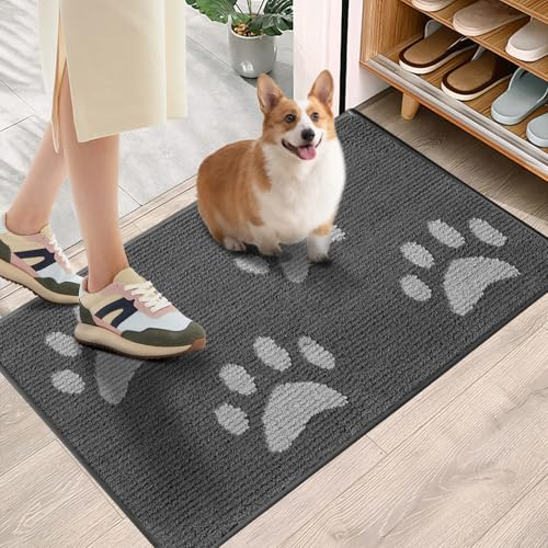 Mooedcoe Premium Indoor Outdoor Door Mats - Super Absorbent Dirt Trapper, Dog Mat for Paws Non-Slip Backed Doormat for Front Back Door, Patio, Pets Washable
