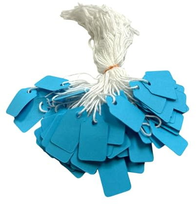 Pack of 200 Small Blue Strung Tags Price Tickets 13 x 20mm