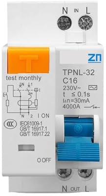 Disjoncteur différentiel 230 V 1P+N avec protection contre les surintensités et les courts-circuits(TPNL 20A)
